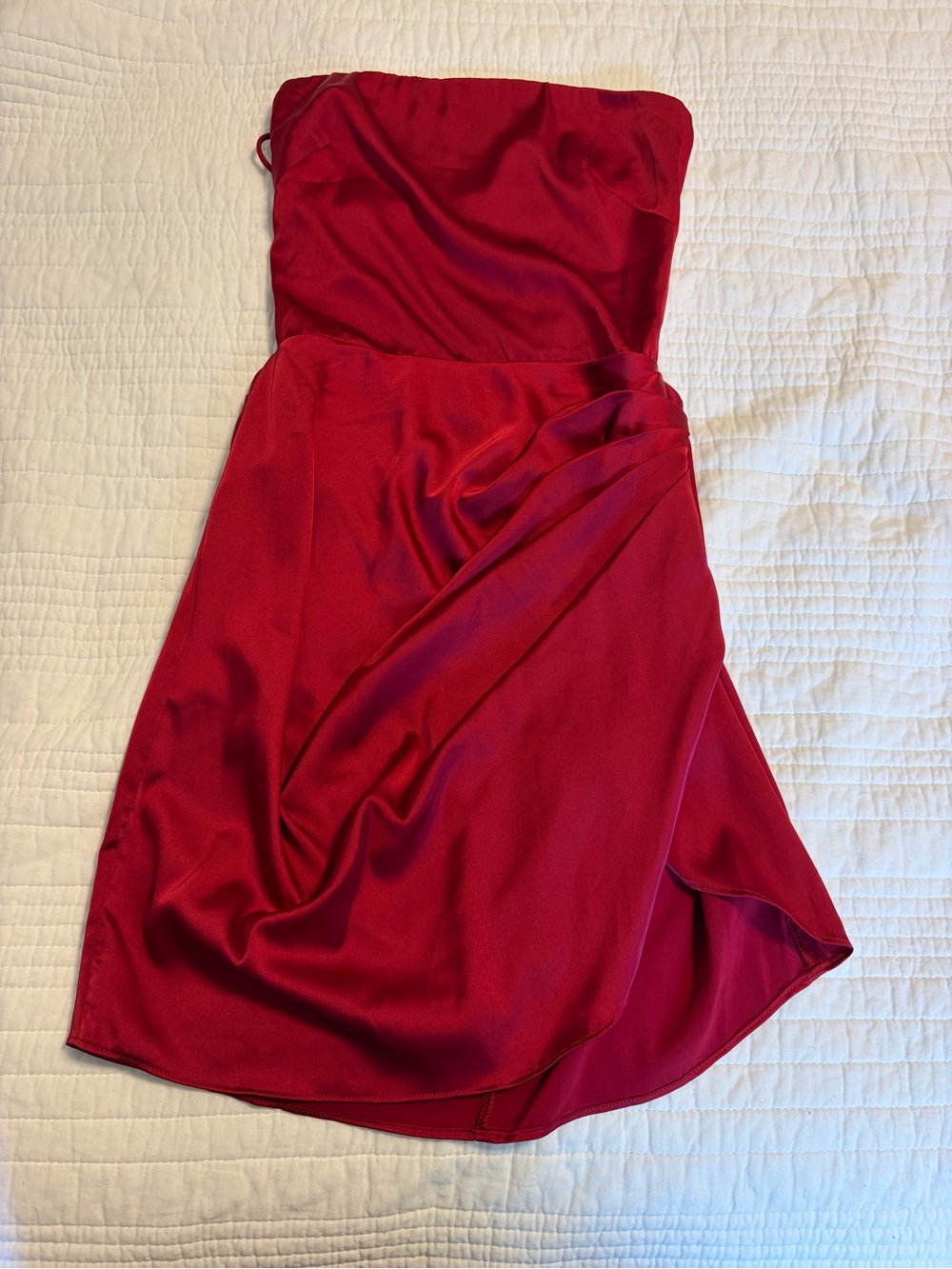 Lucy in the Sky Strapless Red Satin Dress